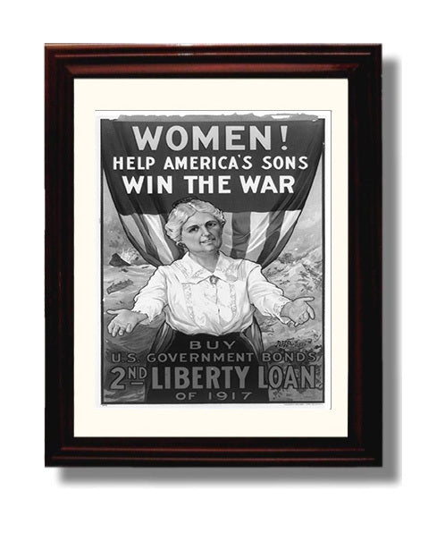Women Win the War - Bonds and Sons war poster wall art 8x10 Beveled Frame