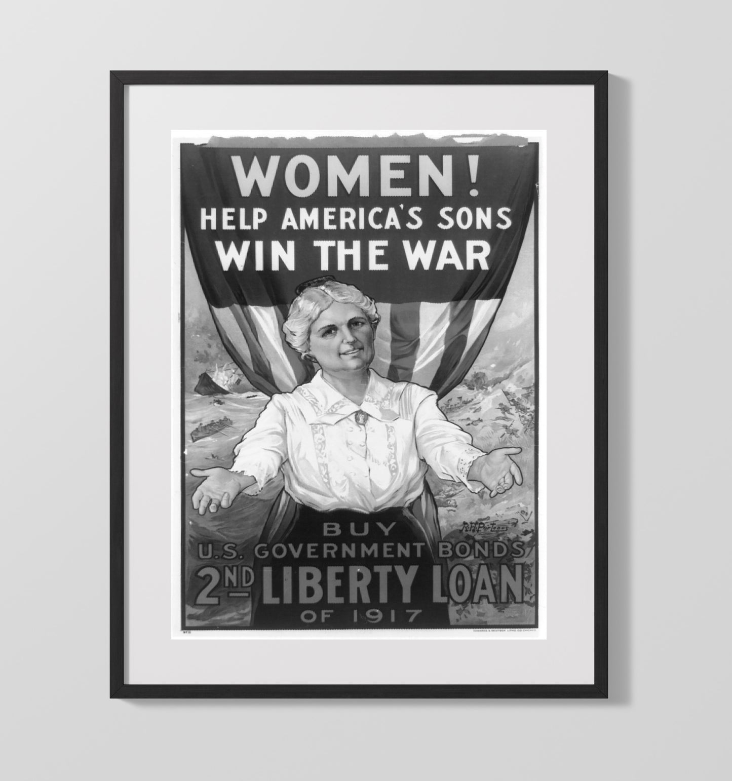 Women Win the War - Bonds and Sons war poster wall art 16x20 Gallery Frame