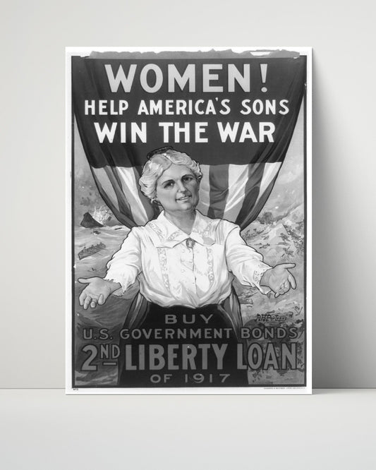 Vintage War Poster Unframed- Women Win the War - Bonds and Sons