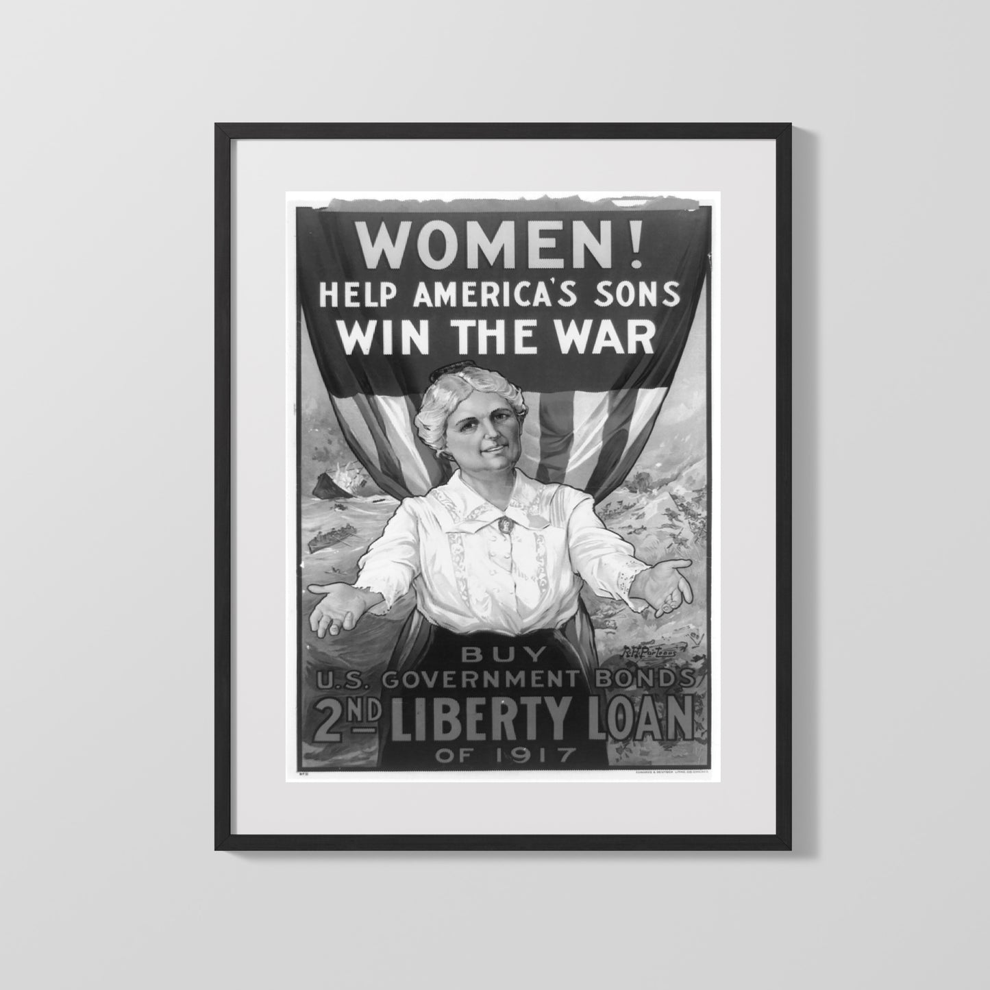 Vintage War Poster - Women Win the War - Bonds and Sons