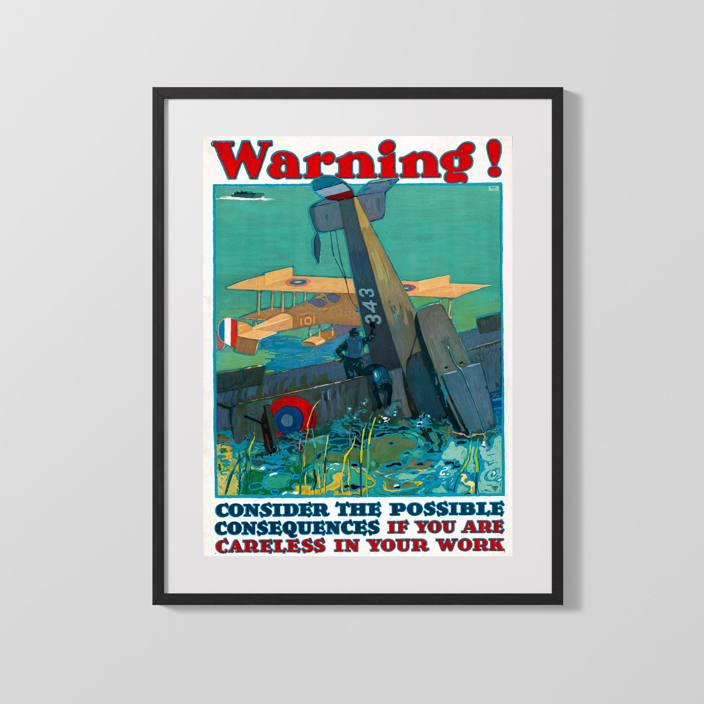Vintage War Poster - Work Warning - Crash Course