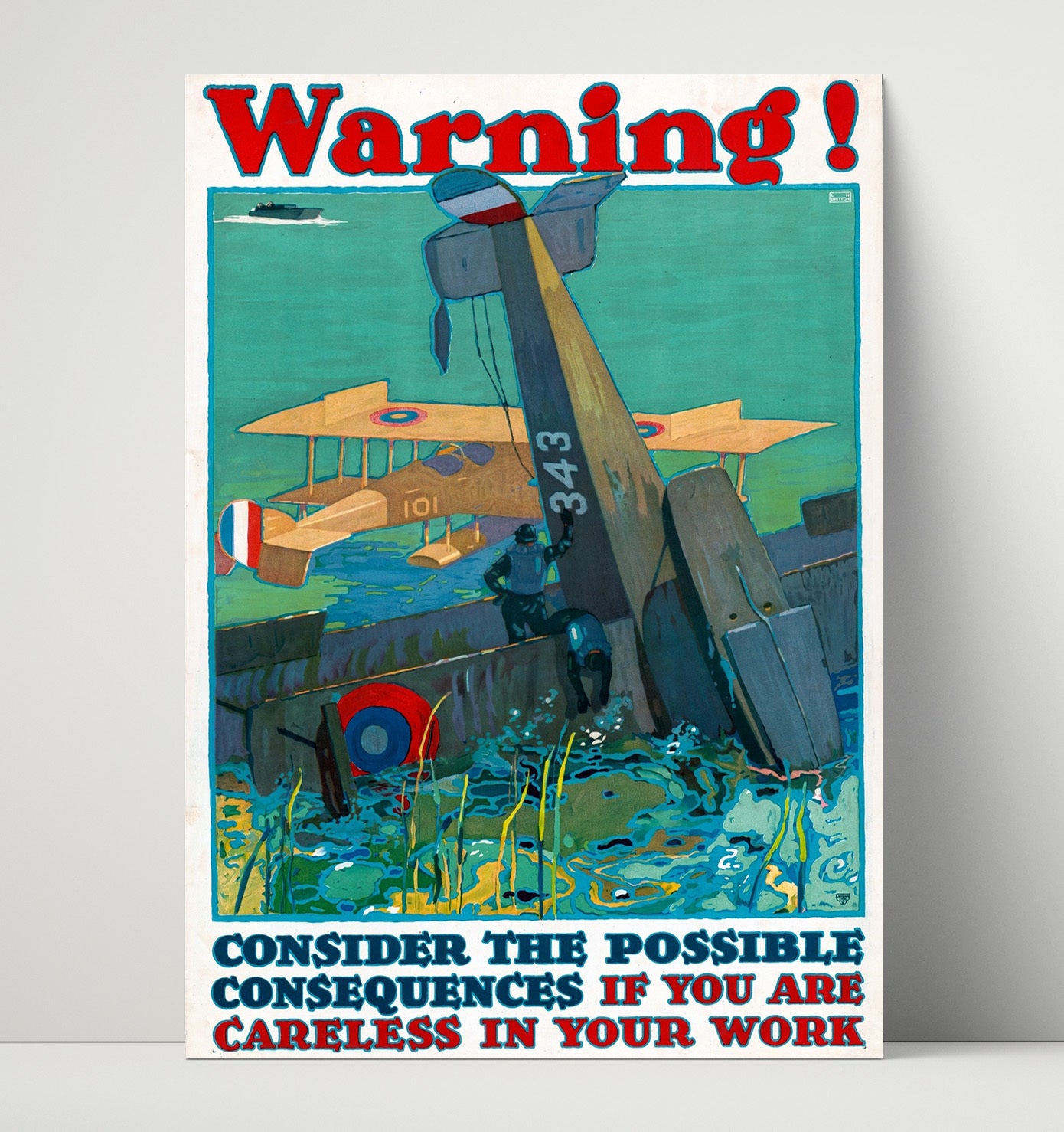 Work Warning - Crash Course war poster wall art 16x20 Unframed Print