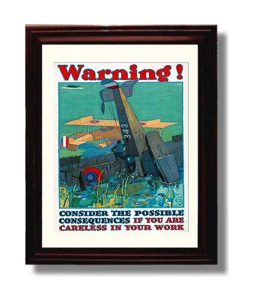 Work Warning - Crash Course war poster wall art 8x10 Beveled Frame