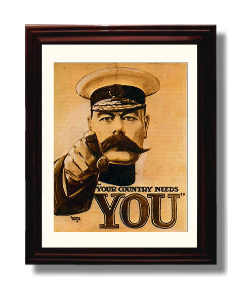 Your Country Needs You World War I war poster wall art 8x10 Beveled Frame
