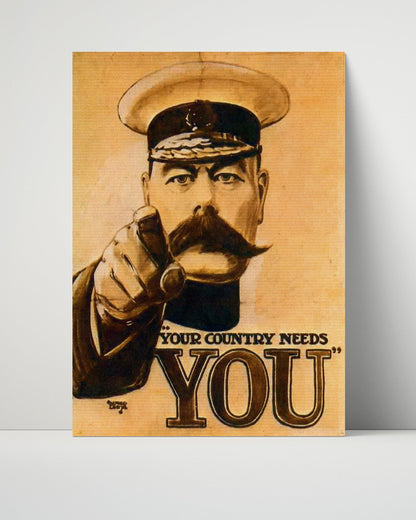 Vintage War Poster Unframed- Your Country Needs You World War I