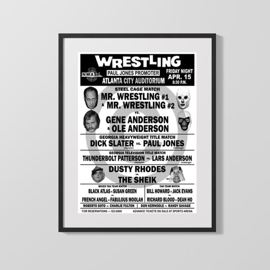 Vintage Wrestling Poster - Atlanta City Auditorium - Steel Cage Spectacular