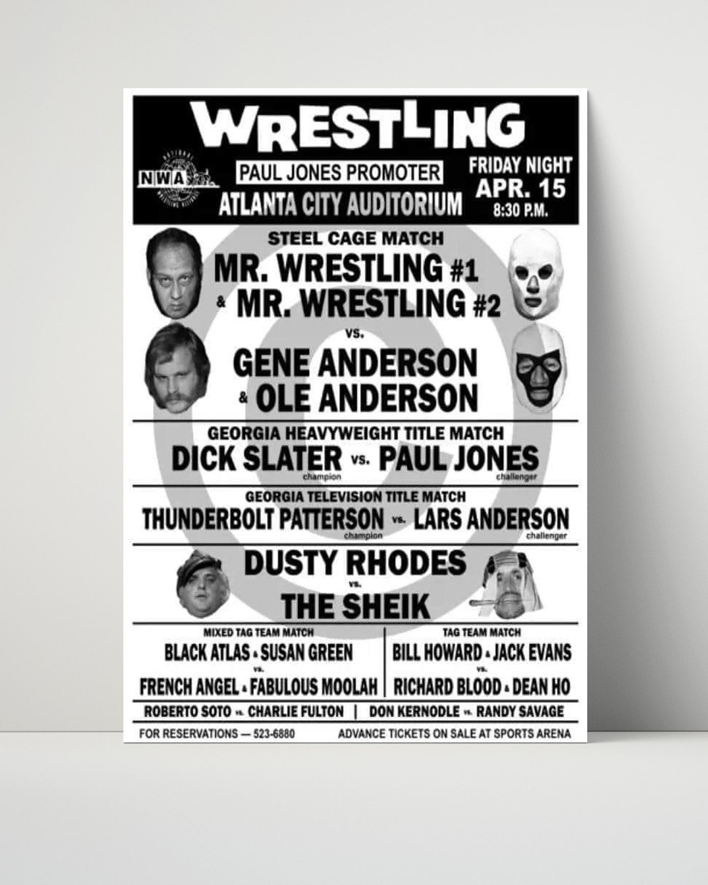 Vintage Wrestling Poster - Atlanta City Auditorium - Steel Cage Spectacular