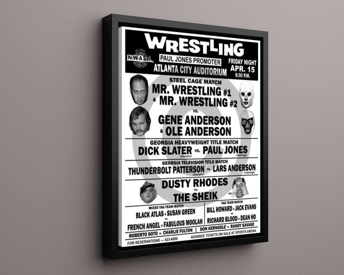 Vintage Wrestling Poster - Atlanta City Auditorium - Steel Cage Spectacular