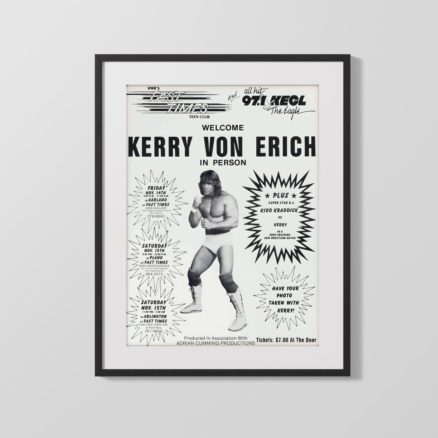 Vintage Wrestling Poster - Kerry Von Erich - Teen Club Special