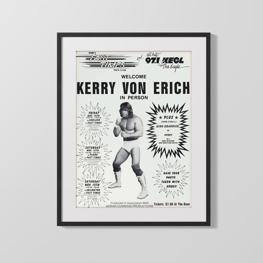 Vintage Wrestling Poster - Kerry Von Erich - Teen Club Special