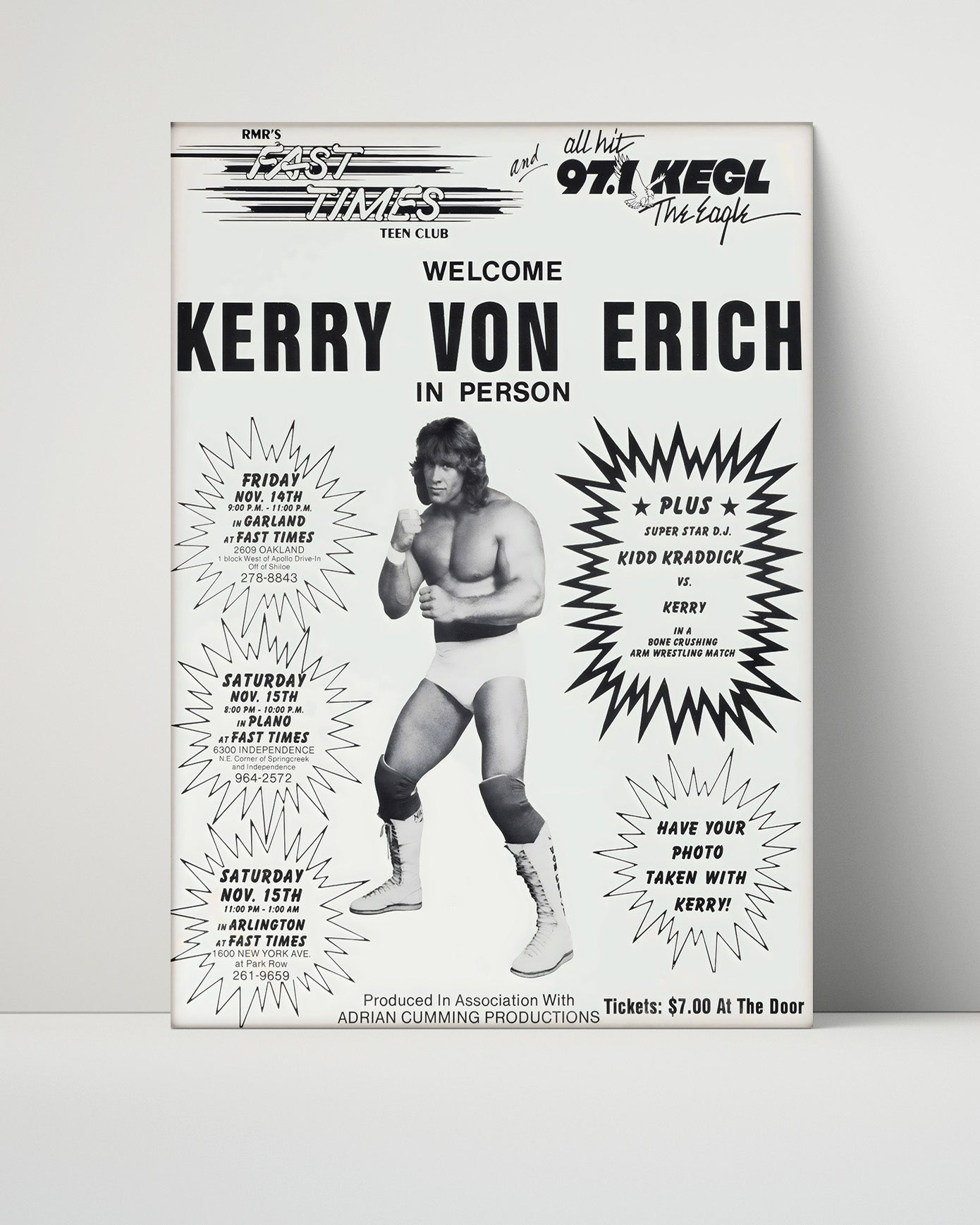 Vintage Wrestling Poster - Kerry Von Erich - Teen Club Special