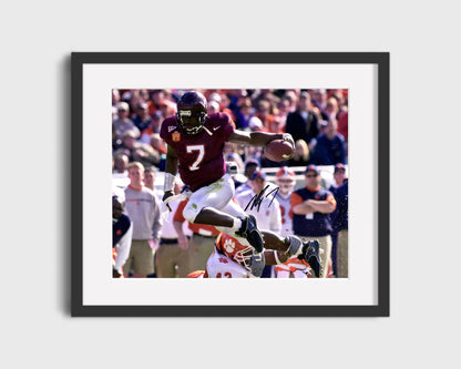 Virginia Tech Autograph Print - Michael Vick - Hokie High Flyer