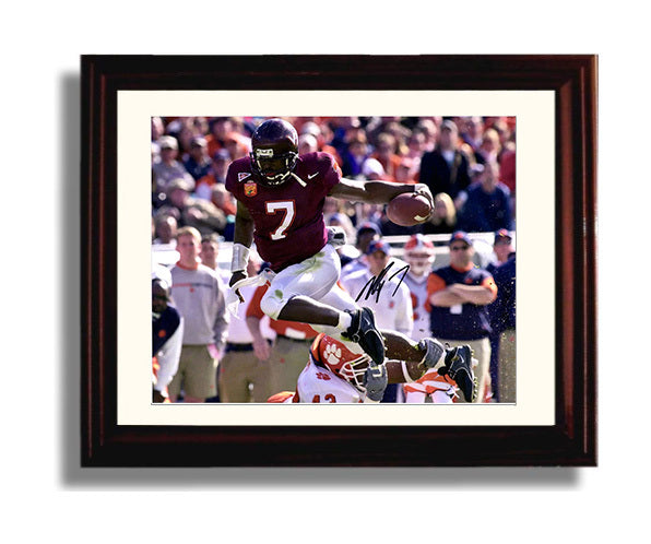 Virginia Tech Autograph Print - Michael Vick - Hokie High Flyer