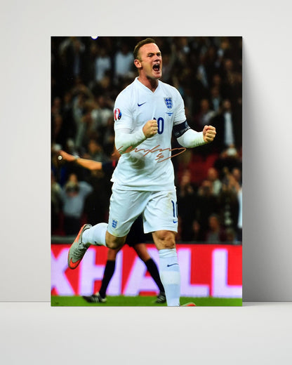 Wayne Rooney Unframed Autograph Print - England - Goal