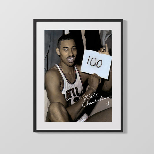 Wilt Chamberlain Autograph Print - 100 Point Game - Immortal Night