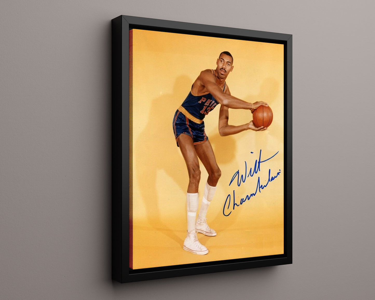 Wilt Chamberlain Autograph Print - Vintage Pose - Towering Legend