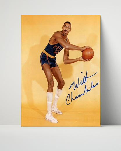 Wilt Chamberlain Autograph Print - Vintage Pose - Towering Legend