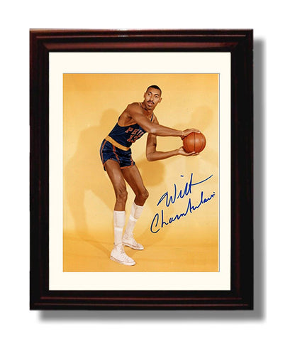 Wilt Chamberlain Autograph Print - Vintage Pose - Towering Legend