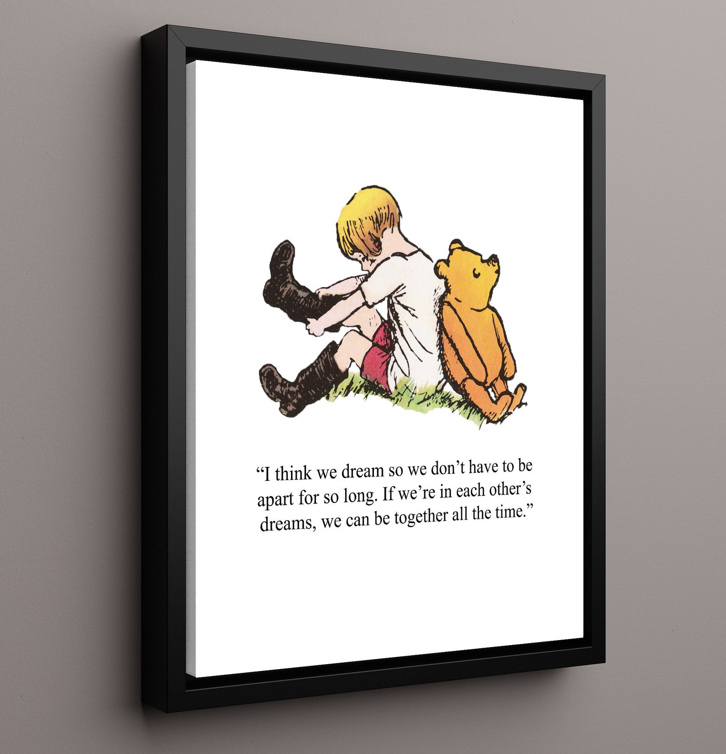 Winnie The Pooh Christopher Robin and Pooh Dreaming Together Print 16x20 Framed Canvas Winnie-the-Pooh wall art print – Winnie the Pooh decor