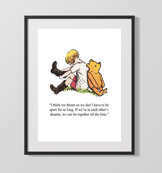 Winnie The Pooh Christopher Robin and Pooh Dreaming Together Print 16x20 Gallery Framed Artwork wall art print – Winnie the Pooh decor