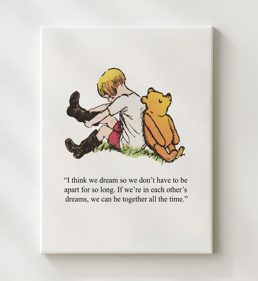 Christopher Robin and Winnie the Pooh - Dreaming Together wall art print 16x20 Gallery Frame
