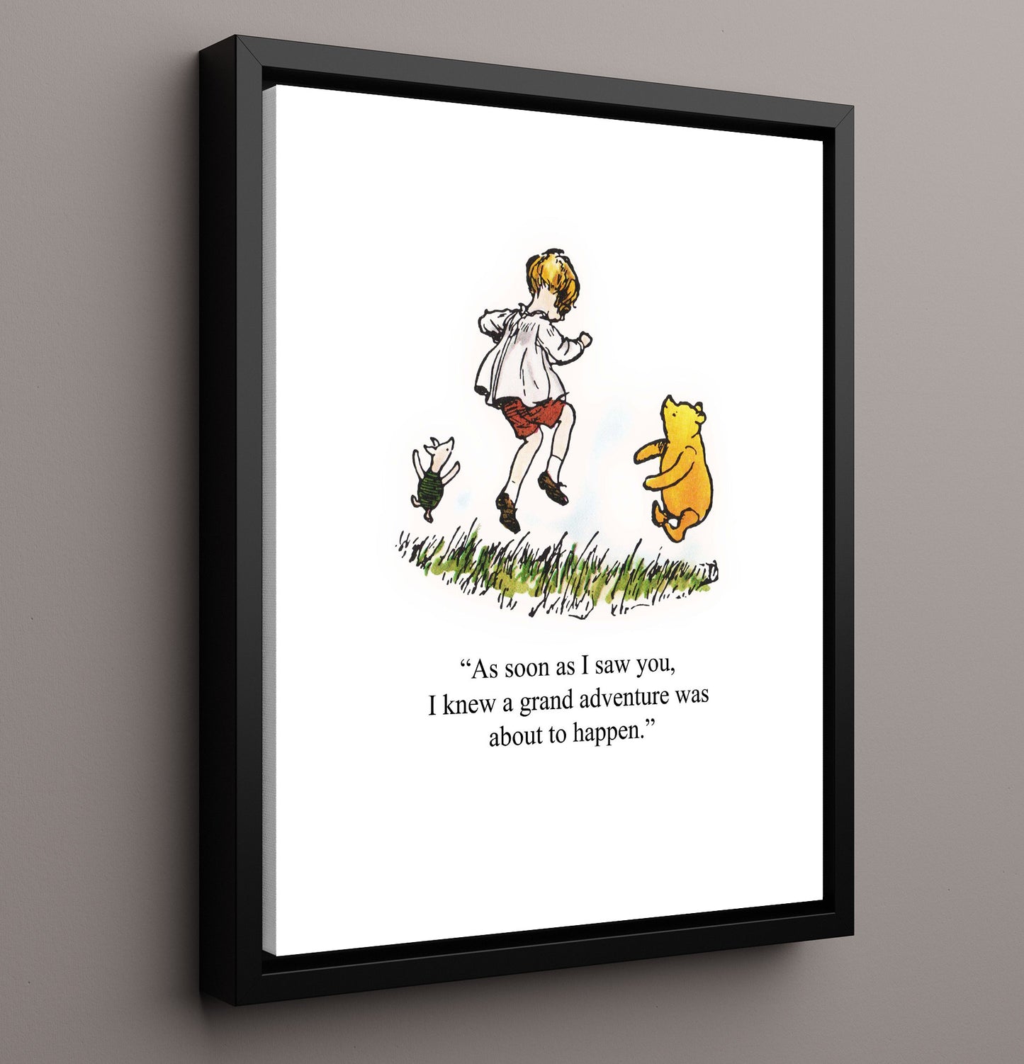 Winnie The Pooh Christopher Robin and Pooh Grand Adventure Scene Print 16x20 Framed Canvas Winnie-the-Pooh wall art print – Winnie the Pooh decor