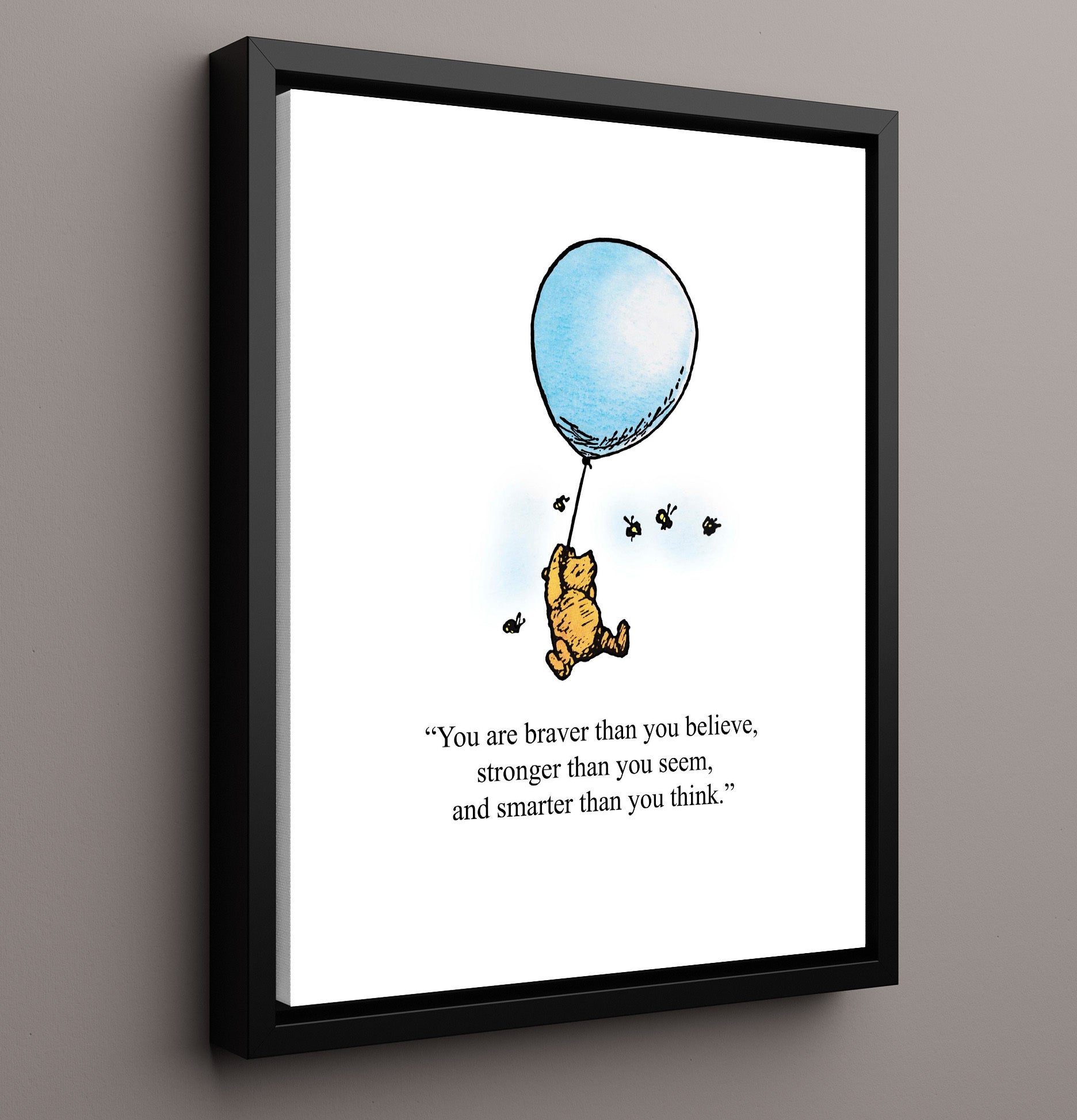 Winnie The Pooh Pooh Balloon Bravery Quote Scene Print 16x20 Framed Canvas Winnie-the-Pooh wall art print – Winnie the Pooh decor