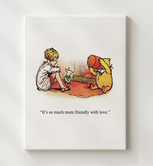 Winnie the Pooh and Piglet - Cozy Friendship wall art print 16x20 Gallery Frame