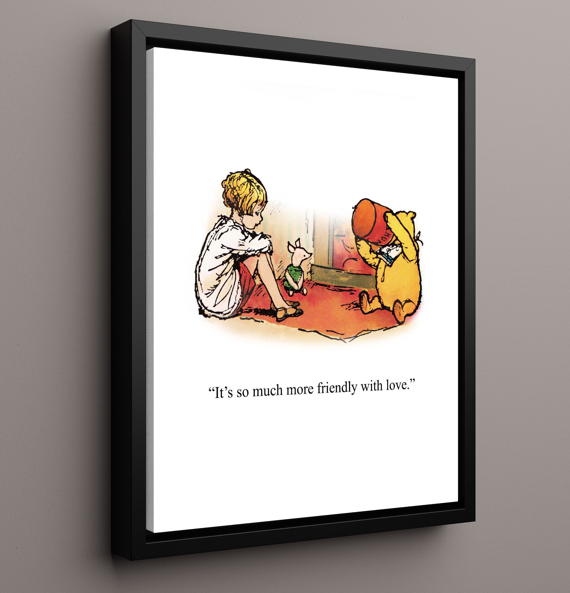 Winnie The Pooh Pooh Piglet Cozy Friendship Scene Print 16x20 Framed Canvas Winnie-the-Pooh wall art print – Winnie the Pooh decor