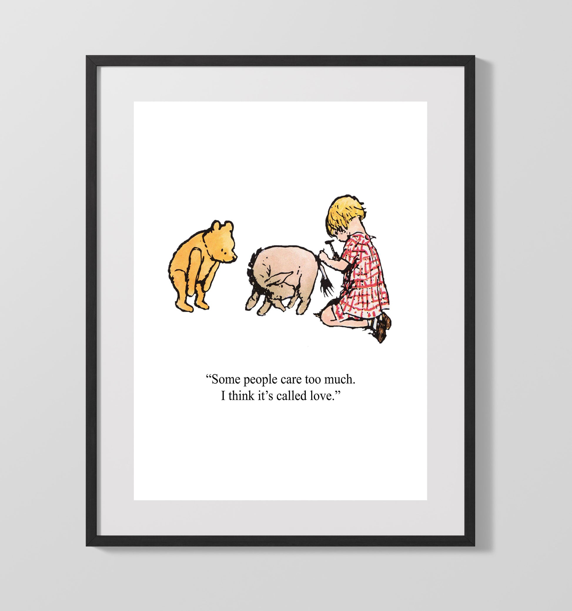 Winnie The Pooh Pooh Piglet Eeyore Caring Scene Print 16x20 Gallery Frame Winnie-the-Pooh wall art print – Winnie the Pooh decor