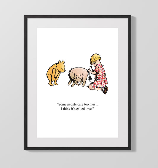 Winnie The Pooh Pooh Piglet Eeyore Caring Scene Print 16x20 Gallery Framed Artwork wall art print – Winnie the Pooh decor