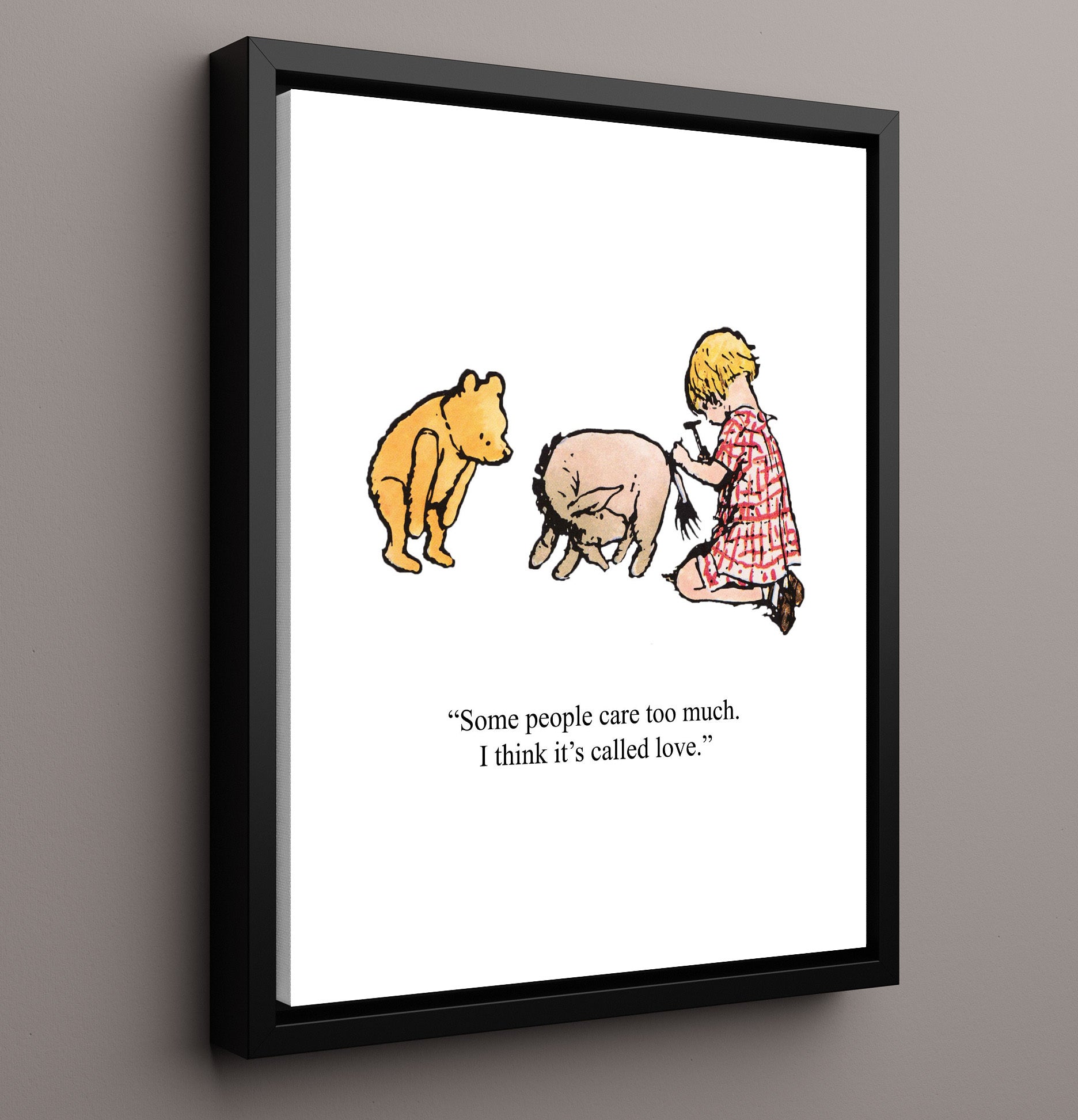 Winnie The Pooh Pooh Piglet Eeyore Caring Scene Print 16x20 Framed Canvas Winnie-the-Pooh wall art print – Winnie the Pooh decor