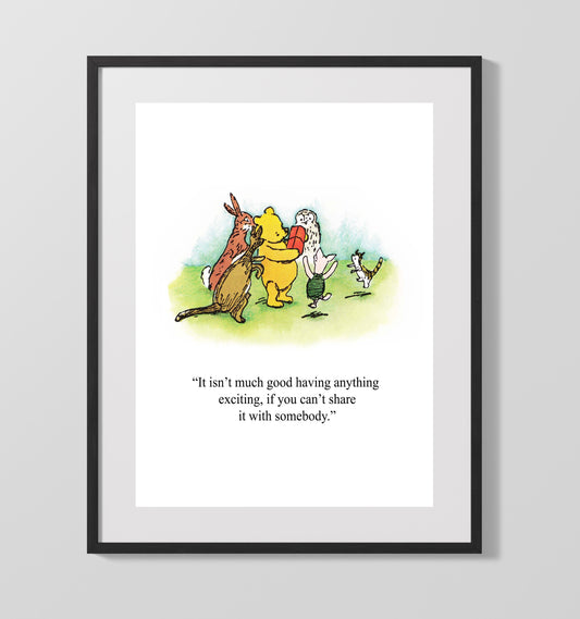 Winnie The Pooh Pooh Sharing Honey With Friends Scene Print 16x20 Gallery Framed Artwork wall art print – Winnie the Pooh decor