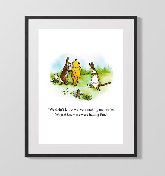 Winnie The Pooh Pooh and Friends Making Memories Scene Print 16x20 Gallery Framed Artwork wall art print – Winnie the Pooh decor