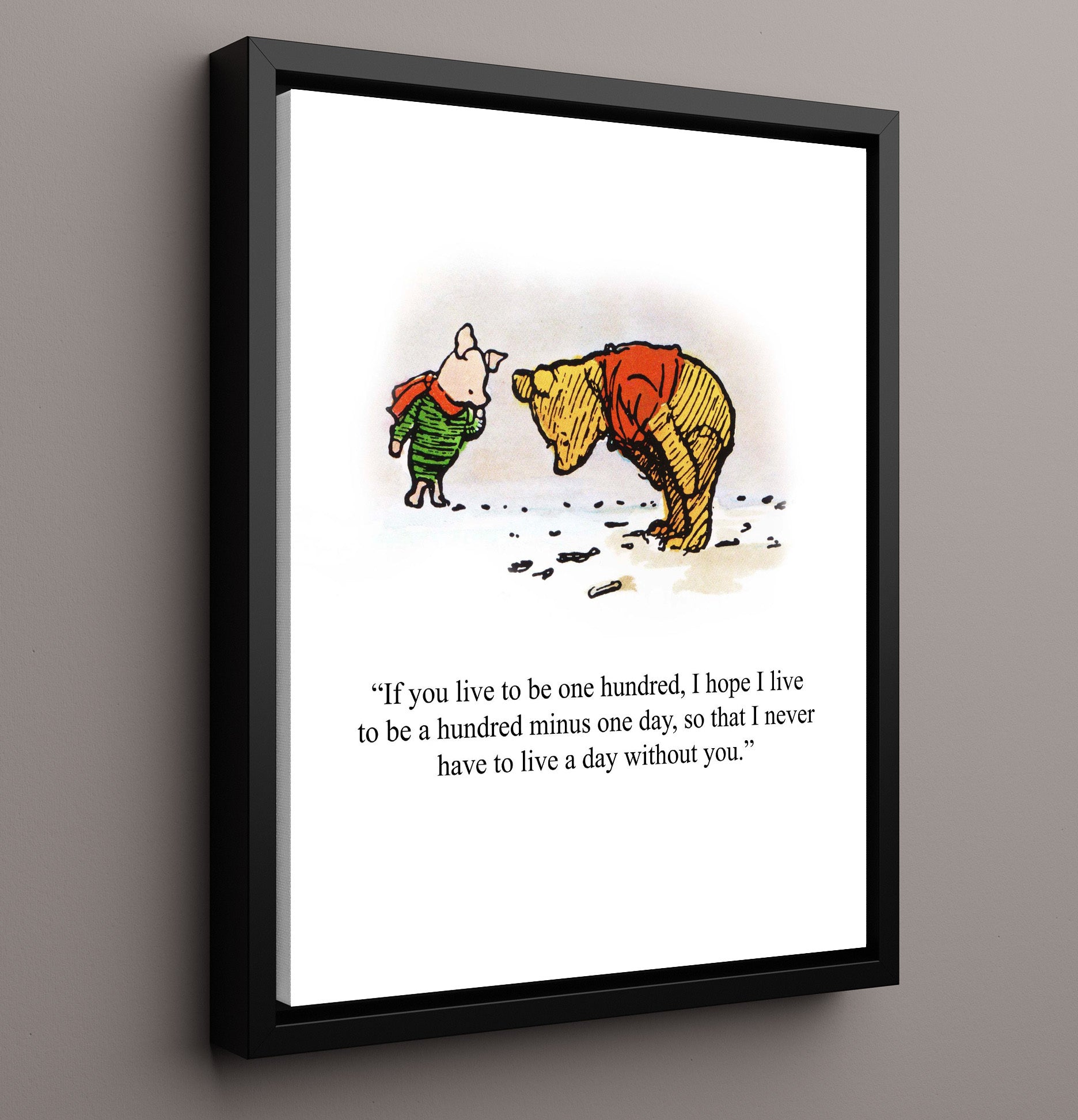 Winnie The Pooh Pooh and Piglet Friendship Longevity Quote Print 16x20 Framed Canvas Winnie-the-Pooh wall art print – Winnie the Pooh decor