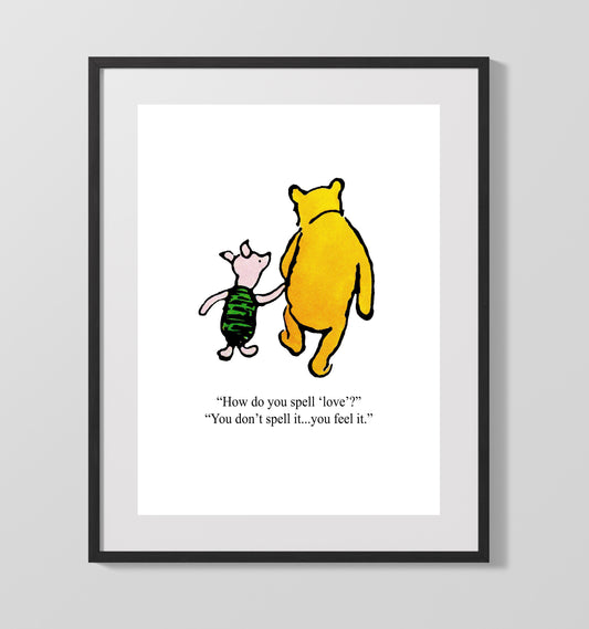 Winnie The Pooh Pooh and Piglet Love Quote Walk Print 16x20 Gallery Framed Artwork wall art print – Winnie the Pooh decor
