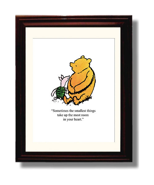 Winnie The Pooh Pooh and Piglet Small Things Quote Print Framed 8x10 Matted Beveled Frame wall art print – Winnie the Pooh decor