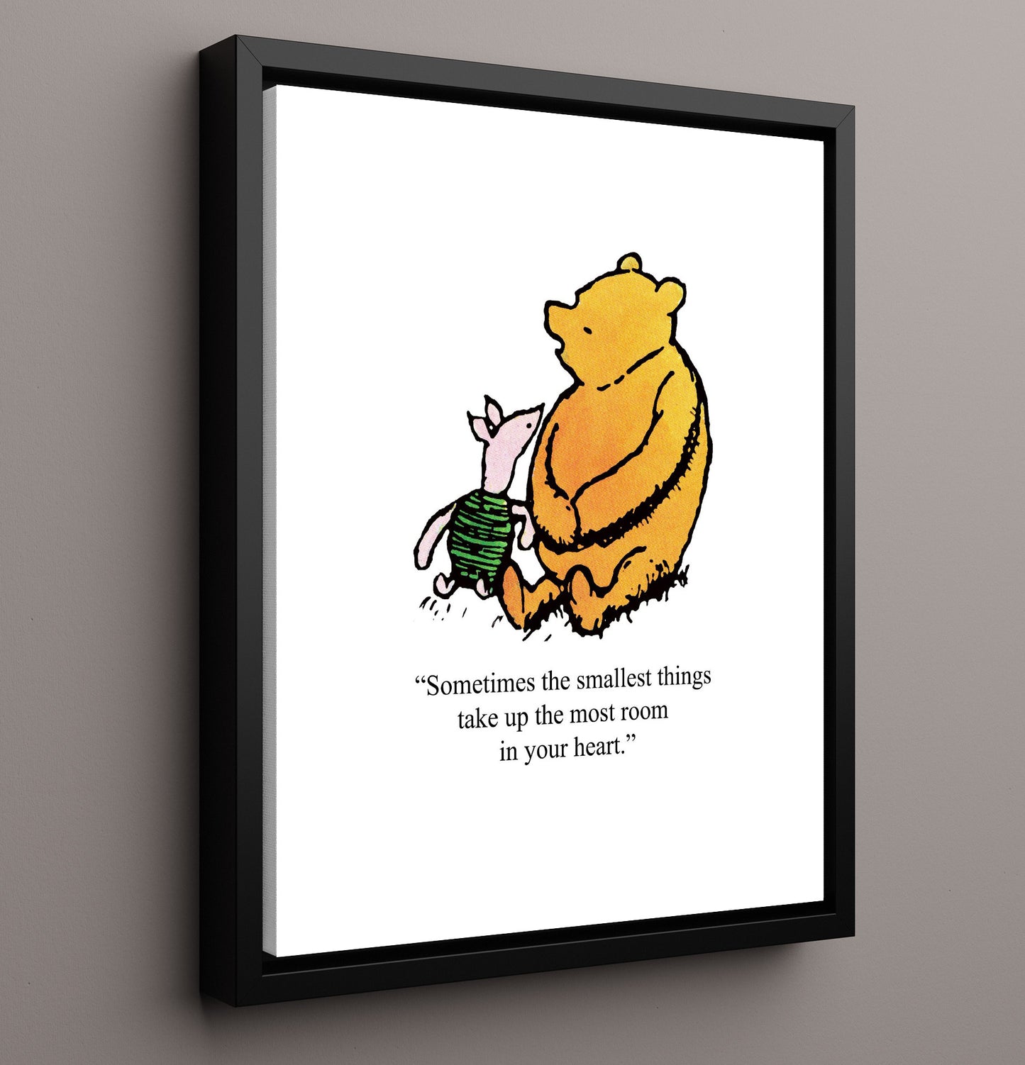 Winnie The Pooh Pooh and Piglet Small Things Quote Print 16x20 Floating Canvas Display wall art print – Winnie the Pooh decor