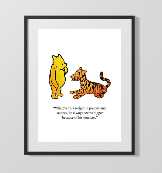 Winnie The Pooh Pooh and Tigger Bouncing Friendship Quote Print 16x20 Gallery Framed Artwork wall art print – Winnie the Pooh decor