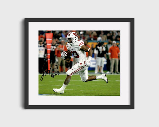 Wisconsin Autograph Print - Jonathan Taylor - Badger Bolt