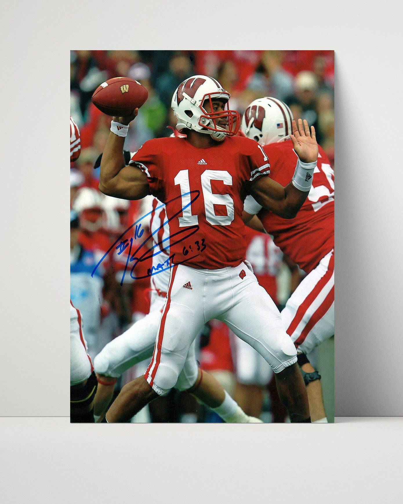 Wisconsin Autograph Print - Russell Wilson - Badger Bombs Away