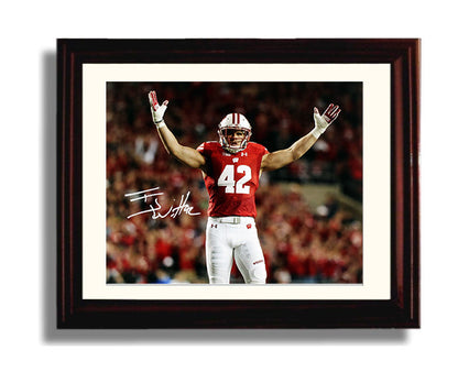 Wisconsin Autograph Print - T.J. Watt - Arms Up Badger