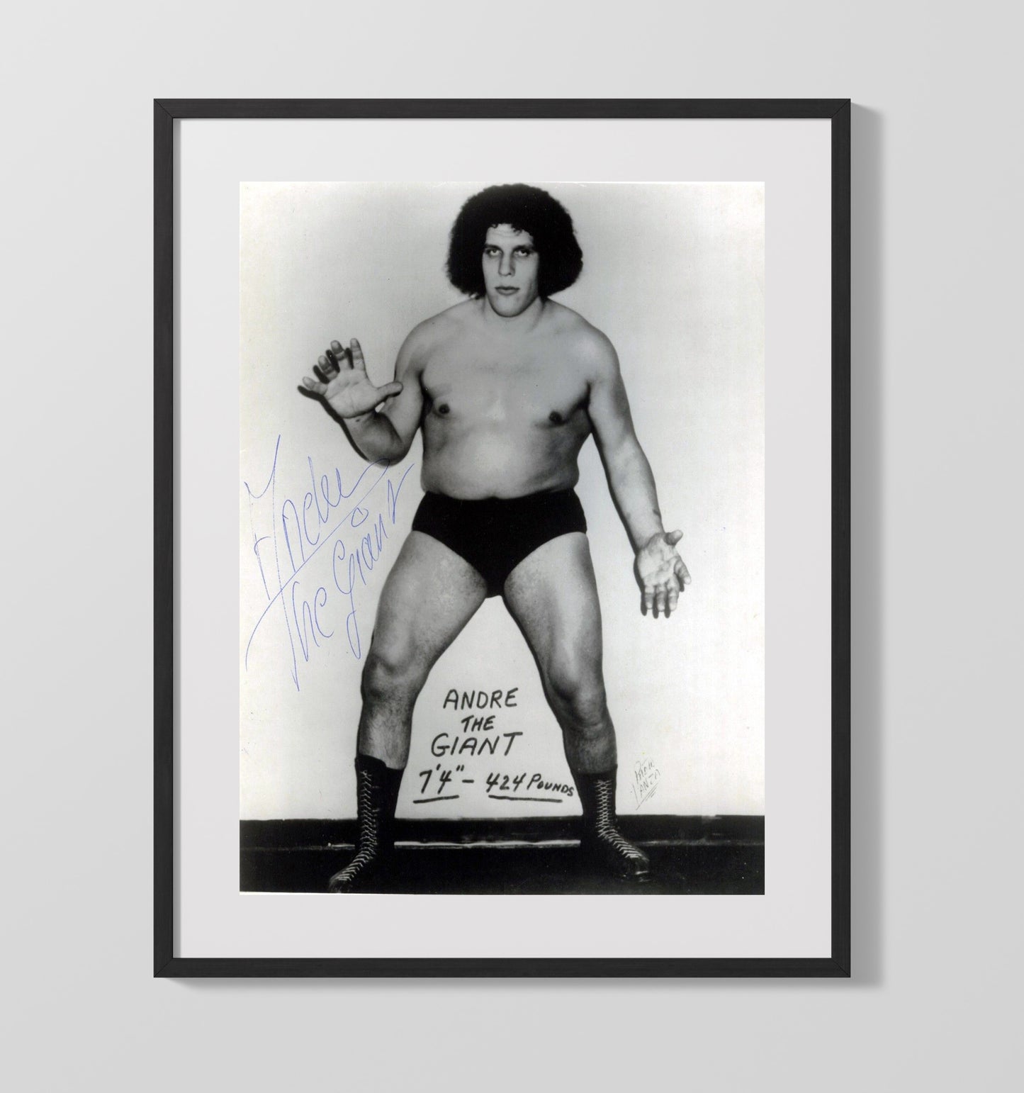 Andre the Giant - Classic Full Body Studio Pose Wrestling Wall Art Gallery Frame wall art print – wrestling decor