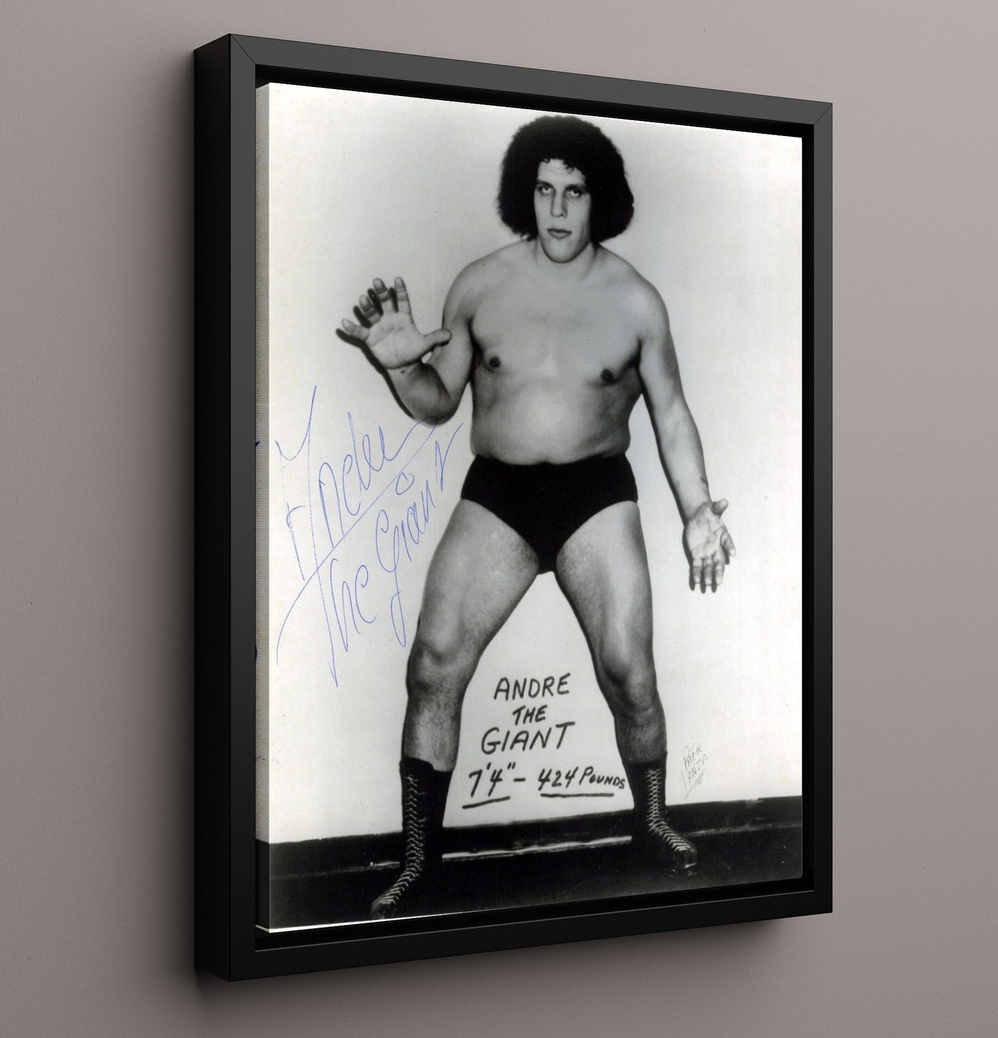 Andre the Giant - Classic Full Body Studio Pose Wrestling Wall Art Framed Canvas wall art print – wrestling decor