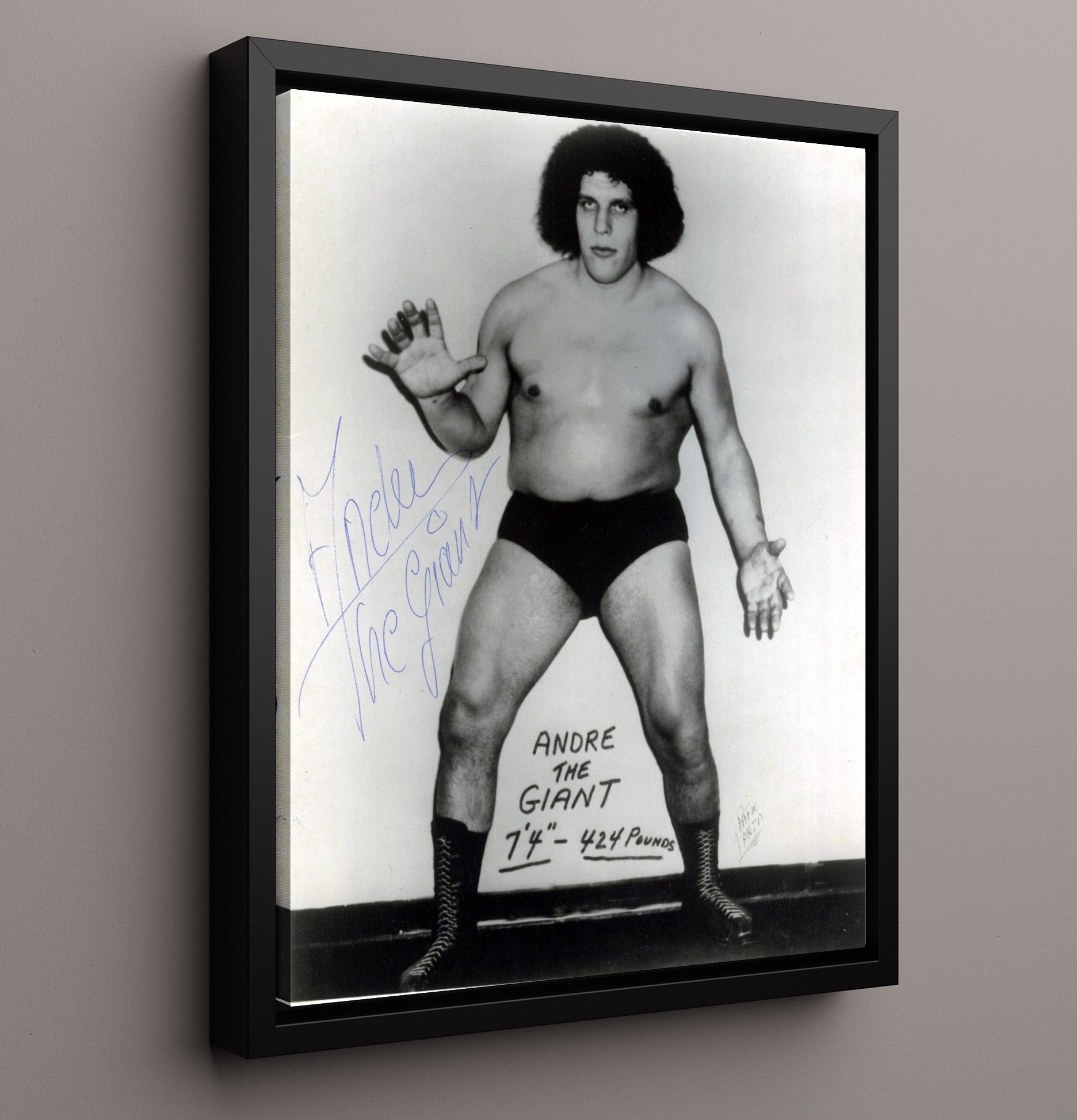 Andre the Giant - Classic Full Body Studio Pose Wrestling Wall Art Framed Canvas wall art print – wrestling decor