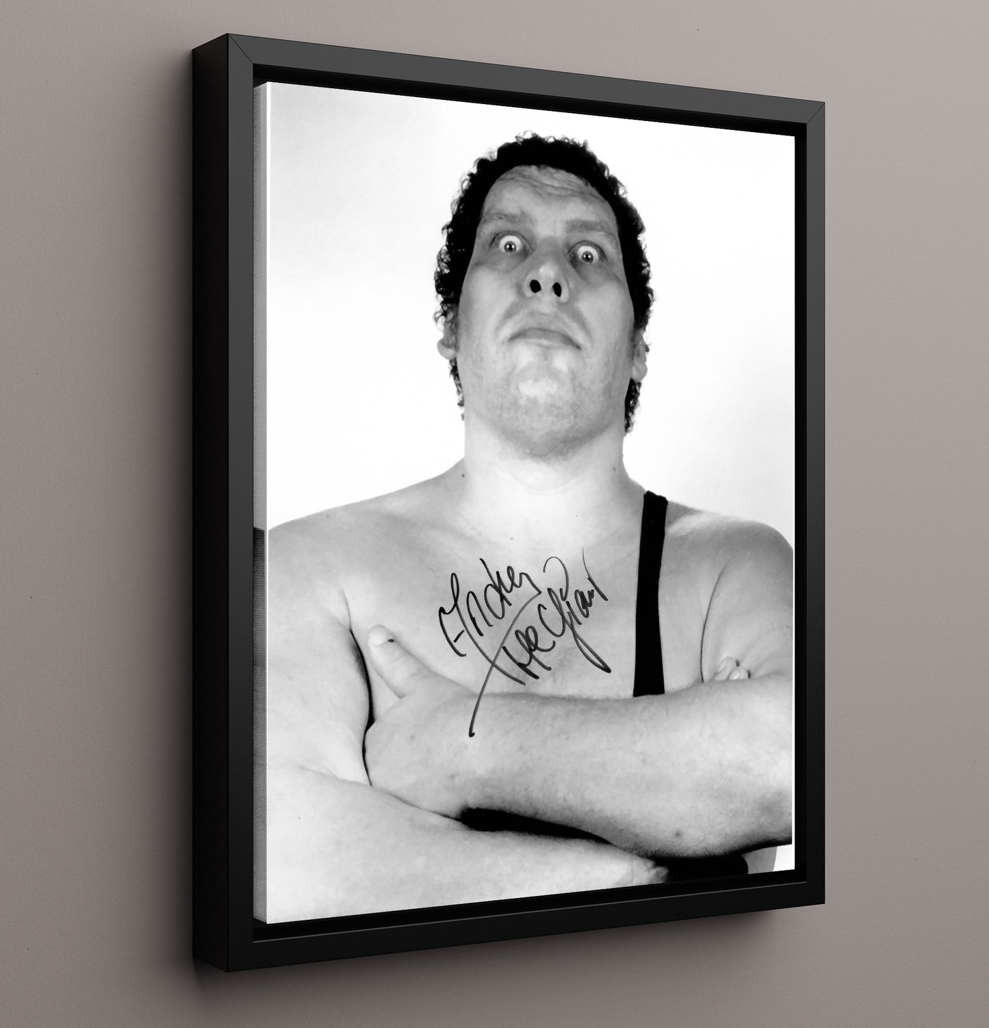 Andre the Giant - Legendary Giant Close Portrait Wrestling Wall Art Framed Canvas wall art print – wrestling decor