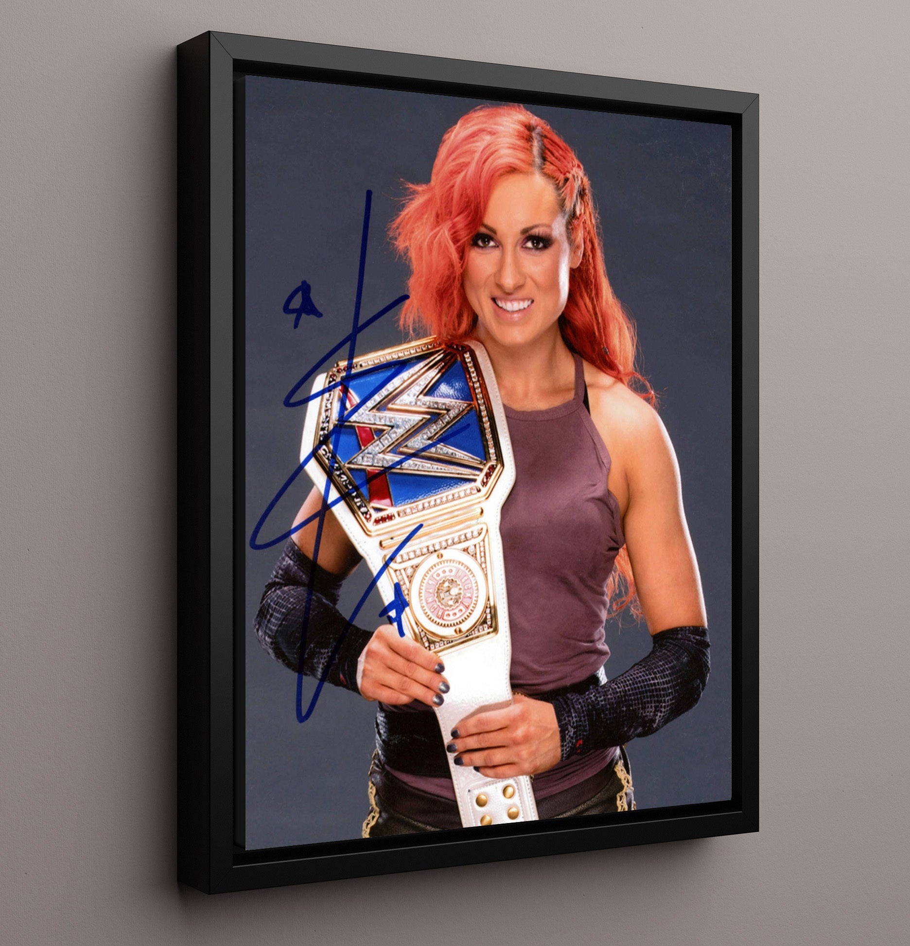 Becky Lynch - the Man Champion Belt Portrait Wrestling Wall Art Framed Canvas wall art print – wrestling decor