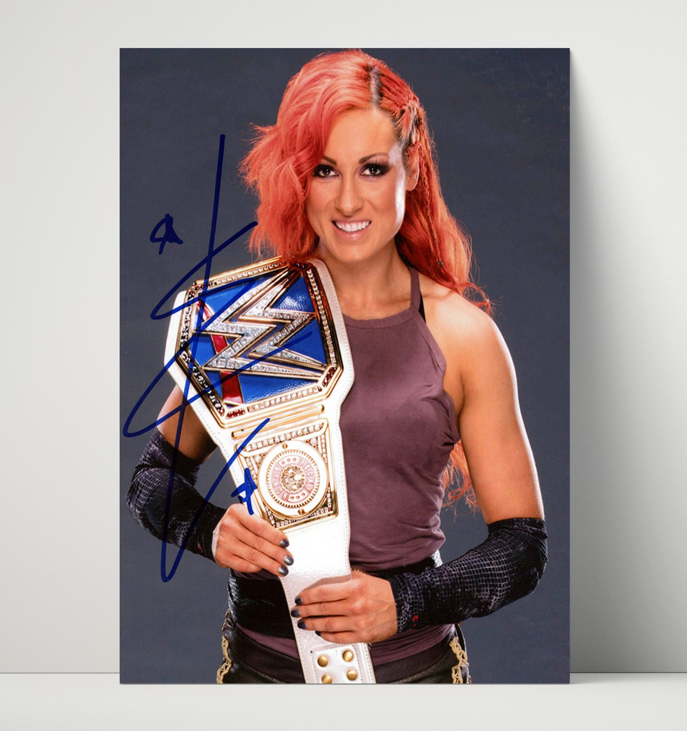Becky Lynch - the Man Champion Belt Portrait Wrestling Wall Art Unframed Print wall art print – wrestling decor