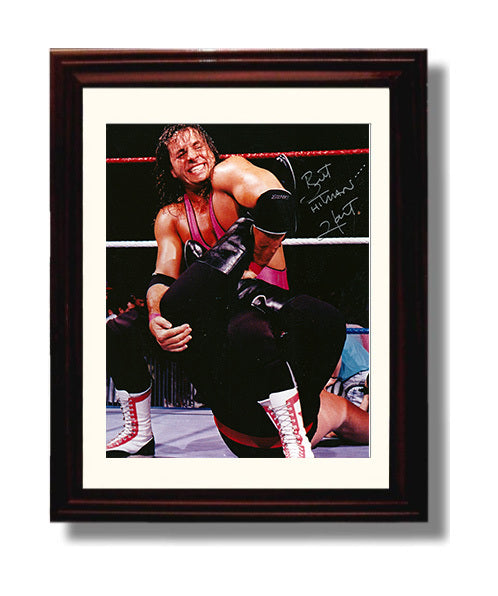 Bret Hart - Sharpshooter Ring Action Portrait Wrestling Wall Art Beveled Frame wall art print – wrestling decor