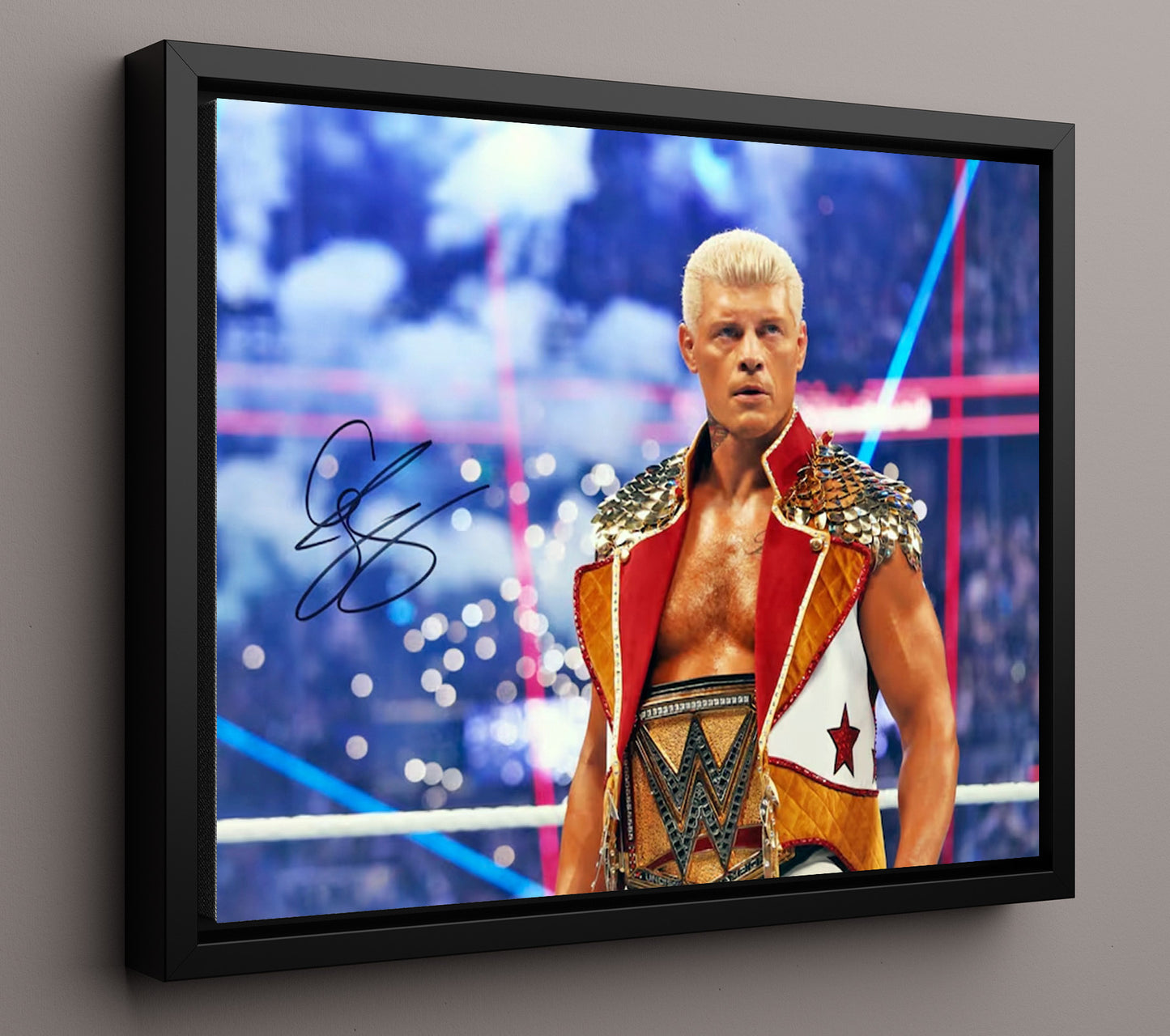 Cody Rhodes - American Nightmare Champion Entrance Wrestling Wall Art Framed Canvas wall art print – wrestling decor